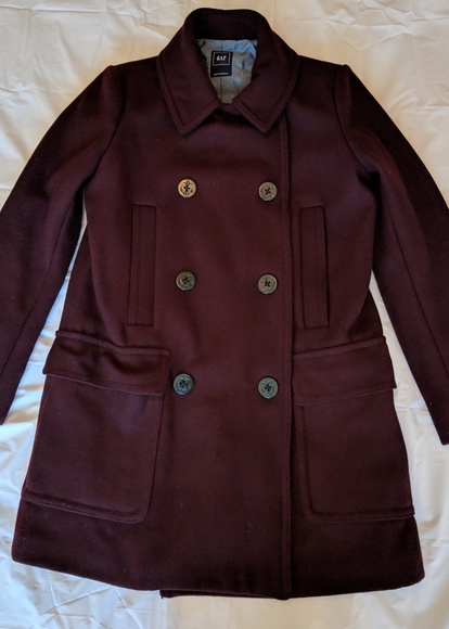 GAP | Jackets & Coats | Gap Burgundy Wool Peacoat | Poshmark display picture 1
